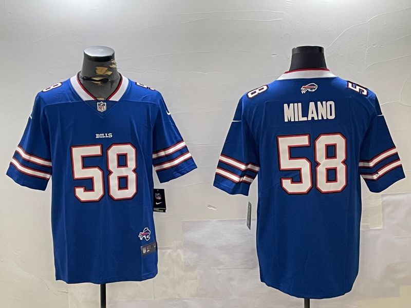 Men Buffalo Bills 58 Milano Blue Second generation 2024 Nike Limited NFL Jersey style 2